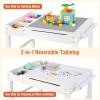 Costzon Kids Table, 3 in 1 Wood Building Block Desk w/Storage, Paper Roll, Reversible Tabletop for Toddler Arts, Crafts, Drawing, Reading, Playing, Gift for Boys Girls, Activity Table (White) view 4