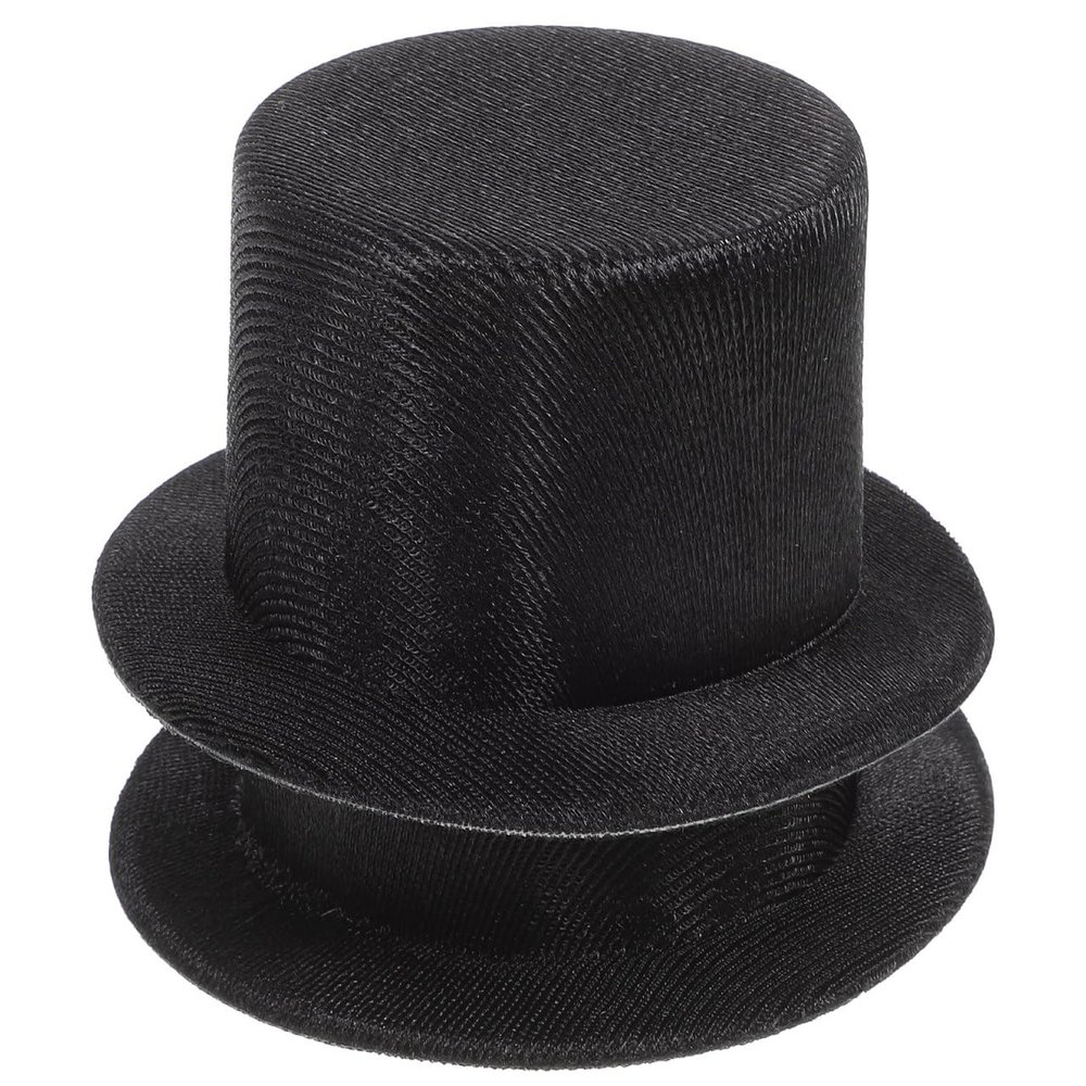 2pcs Snowman Hats Mini Black Top Hat Miniature Hats for DIY Crafts Doll Pet Christmas Party Hair Decoration