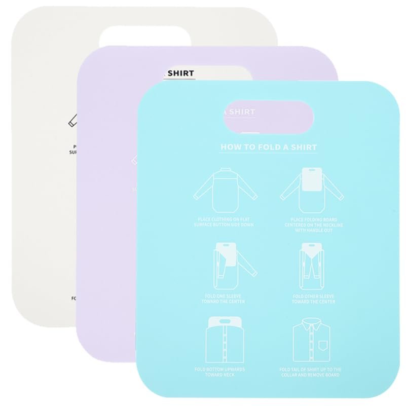 OKUMEYR Clothes Folding Board 3-Pack Shirt Folder Tool Lightweight Plastic Organizer for T-Shirts and Shirts Space-Saving Closet Storage and Fast Clothes Folding