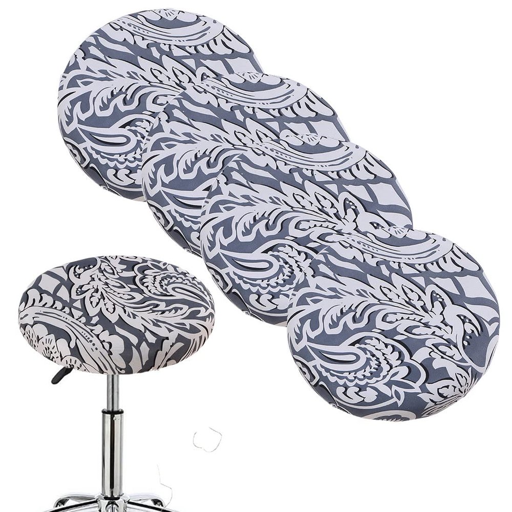 Bifaunvogel Round Stool Covers 4 Pack Round Bar Stool Covers with Elastic Stretch Barstools Seat Covers Slipcovers Bar Rolling Chair Seat Cover Diameter 13"-18" Style 3