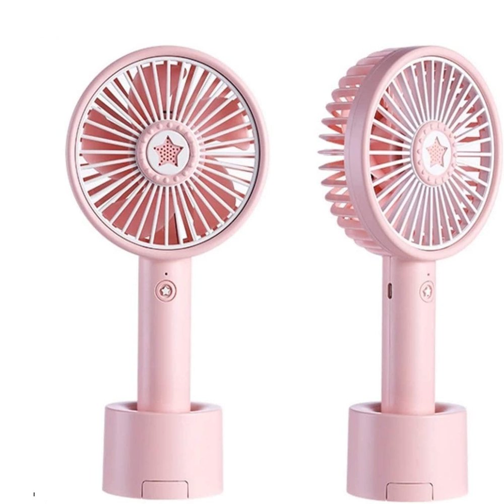 DOWNER Handheld Fan Portable,Desk Fan,Summer Mini USB Fan Handheld Charging Fan Mobile Phone Holder Night Light Hot Weather Convenient (Color : Pink) (Color : Dark Blue)