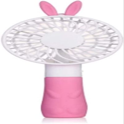 DOWNER Handheld Fan Portable,Desk Fan,Portable Mini Cartoon Fan Compact Lovely Delicate Summer Fan Office Outdoor Convenient (Color : Pink Long Ears) (Color : Pink Long Ears)