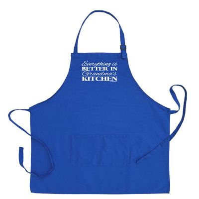 ThisWear Inspirational Gift For Grandma Everything Is Better In Grandma's Kitchen Two Pocket Adjustable Bib Apron Royal