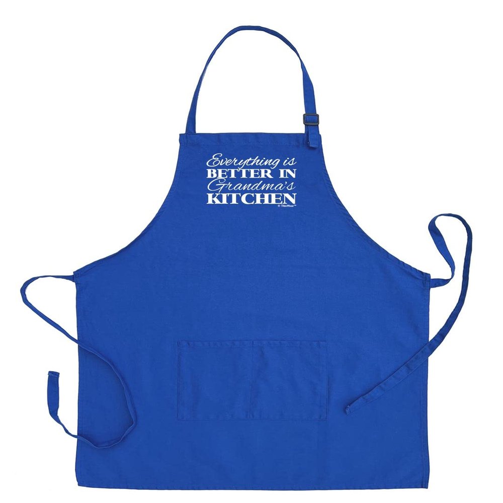 ThisWear Inspirational Gift For Grandma Everything Is Better In Grandma's Kitchen Two Pocket Adjustable Bib Apron Royal