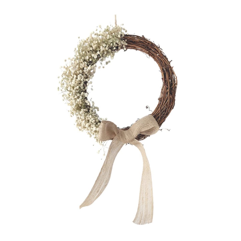 DECHOUS Wedding Decor Rattan Circle Gypsophila Garland Dry Flower Wreath Floral Wreath for Home