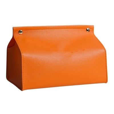 Leather Tissue Box Car Toilet Pumping Box Home Living Room Decoration Bedroom Kitchen Desktop Nordic Large Storage Box Wholesale (Color : 2014 Flat-Orange)