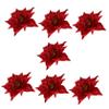 Didiseaon Poinsettia Flowers 7pcs Artificial Flowers Artificiales para Mini Christmas Tree Wedding Flowers Decorations Plastic Poinsettia Decor view 1
