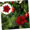 Didiseaon Poinsettia Flowers 7pcs Artificial Flowers Artificiales para Mini Christmas Tree Wedding Flowers Decorations Plastic Poinsettia Decor view 2