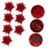 Didiseaon Poinsettia Flowers 7pcs Artificial Flowers Artificiales para Mini Christmas Tree Wedding Flowers Decorations Plastic Poinsettia Decor view 3