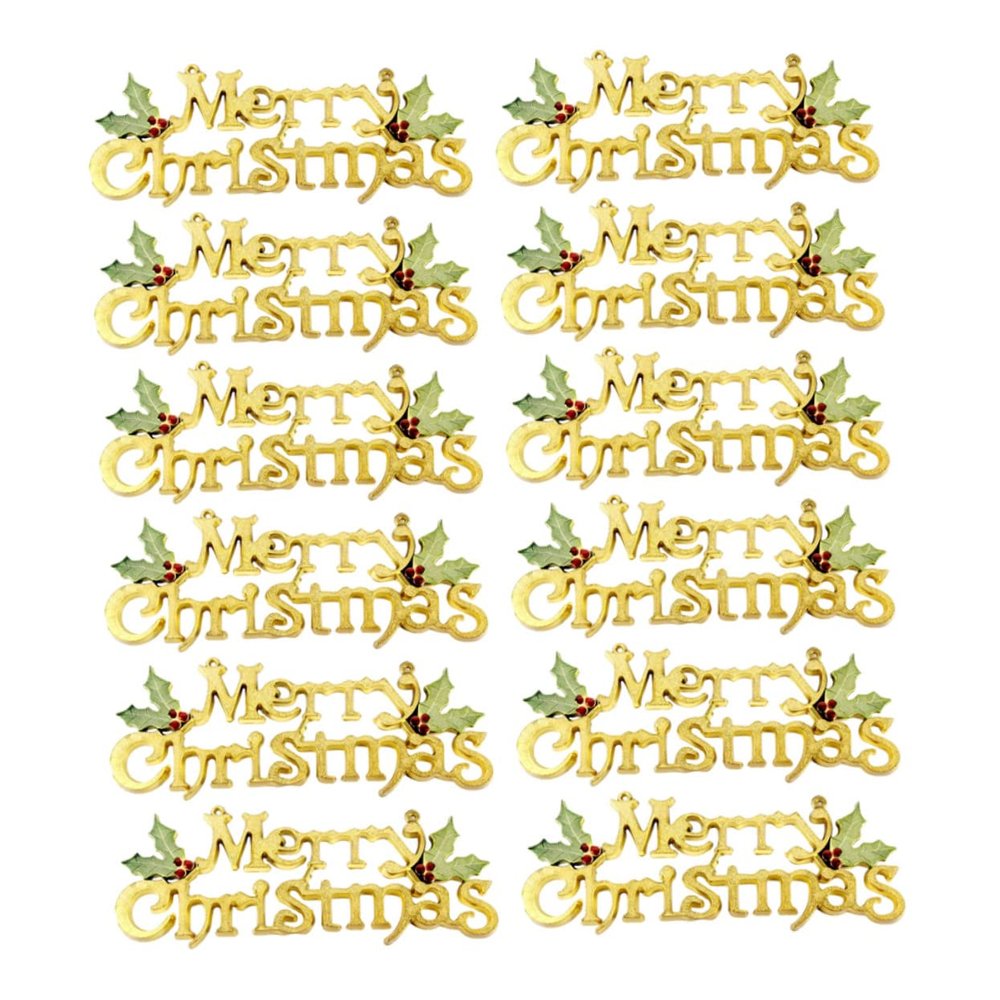 ABOOFAN 12pcs Christmas Letter Door Christmas Hanging Plaque Xmas Tree Ornaments Door Pendants Decoration Supplies Xmas Hanging Signs Signage Tree Plastic