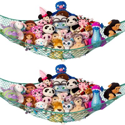 Large Stuffed Animal Storage Hammock 2 Pack | Holds 12 lbs | Corner Stuffed Animal Organizer | Plushie Net for Stuffed Animals | Stuffy Storage, Cute Bedroom, Room Decor | Green