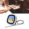 Digital Meat Thermometer, Stainless Steel Barbecue Timer Thermometer, Food Cooking Kitchen Color Screen Thermometer with Probe for Oven BBQ Grill Kitchen Food Cooking(Black) view 2