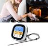 Digital Meat Thermometer, Stainless Steel Barbecue Timer Thermometer, Food Cooking Kitchen Color Screen Thermometer with Probe for Oven BBQ Grill Kitchen Food Cooking(Black) view 3