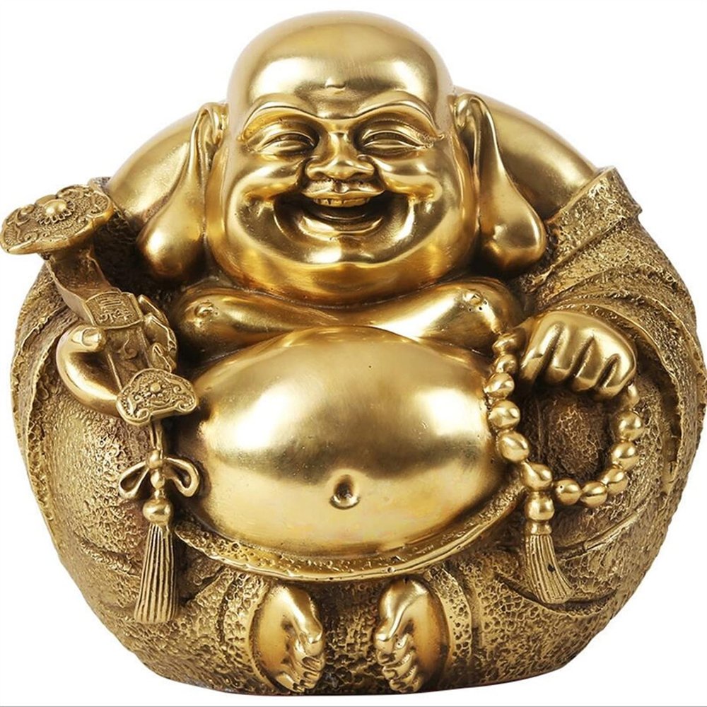 PTTRNS Buddha Statue Copper Statue Pure Copper Ruyi Maitreya Statue, Copper Tripe Buddha, Copper Smile Buddha, Metal Crafts, Copper Ornaments Feng Shui Decoration (Size : 1 high 17cm)
