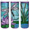 Dragonfly Faux Stained Glass Look Tumbler Sublimation Transfer, Ready to Press, 20 oz Straight Tumbler, Dragonflies Transfer for Tumbler view 1