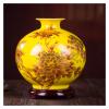 DYPASA Dry Flower Arrangement New Chinese Style Vase Jingdezhen Yellow Crystal Glaze Flower Vase Home Decor Handmade Shining Famille Rose Vases Flower Vase (Color : Brass) view 3