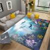 3D Dolphin Area Rug, 4x6ft, Ocean Animal Fish School Coral Sea Turtle Carpet Underwater World Non-Slip Life Floor Mat for Living Room Bedroom Kitchen Bath Nursury Classroom Modern Art Decor view 1