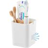 Electric Toothbrush Holder 3 Slots Tooth Brushing Holder with Bamboo Dividers for Bathrooms, Plastic Toothbrush and Toothpaste Organizer for Shower, Countertop, Vanity, White view 1