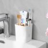 Electric Toothbrush Holder 3 Slots Tooth Brushing Holder with Bamboo Dividers for Bathrooms, Plastic Toothbrush and Toothpaste Organizer for Shower, Countertop, Vanity, White view 2