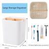 Electric Toothbrush Holder 3 Slots Tooth Brushing Holder with Bamboo Dividers for Bathrooms, Plastic Toothbrush and Toothpaste Organizer for Shower, Countertop, Vanity, White view 4