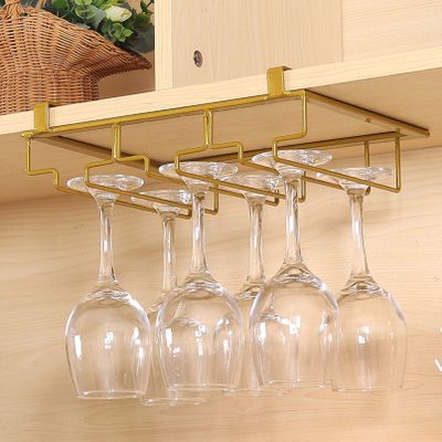 JATIBOSH Wine Bottle Glass Racks Modern Metal Wire Under Cabinet Stemware Wine Glasses Hanger Organizer Storage Holder Rack -Multi-Function Display Rack Storage Rack Table Top Wine Glass Holder/Golde