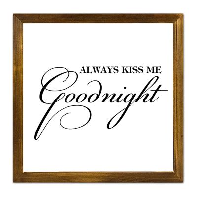 Zyadsinoudor Wood Signs Always Kiss Me Goodnight Framed Wood Plaque Religious Heart Warming Decorative Home Wall Art Modern Farmhouse Decor for Bath Toilet Restroom Half Bath Decoration 7x7in