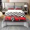 100% Cotton Racing Car Comforter Cover Cool Speed Race Car Duvet Cover For Kids Boys Teens Automobile Pattern Bedding Set Twin Size Grid Extreme Sport Quilt Cover With Zipper Closure Bed Decor view 1