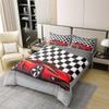 100% Cotton Racing Car Comforter Cover Cool Speed Race Car Duvet Cover For Kids Boys Teens Automobile Pattern Bedding Set Twin Size Grid Extreme Sport Quilt Cover With Zipper Closure Bed Decor view 2