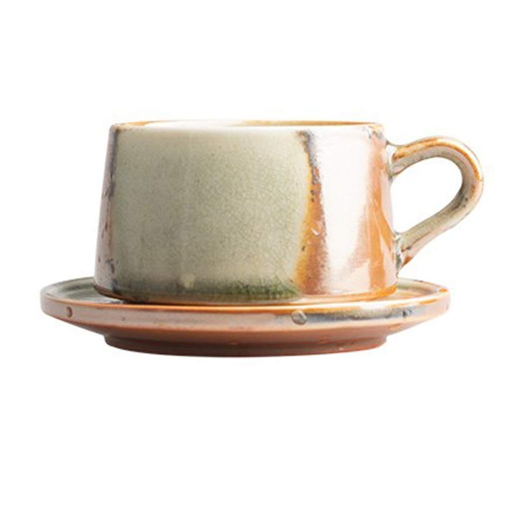 DYPASA Coffee Cup Vintage Handmade Stoneware Coffee Cup Net Red Hand-made Coffee Cup and Saucer Set Japanese Ceramic Latte Art Cappuccino Barista Cup Tea Cup