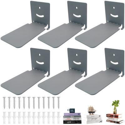 SHTCSZBA Invisible Floating Bookshelves Wall Mounted, Heavy-Duty Book Organizers, Iron Wall Mount Storage Shelves for Bedroom, Living Room, Classroom, Office, Library (Silver,6 Pack)