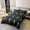 Erosebridal 100% Natural Cotton Sugar Skull Duvet Cover Twin,Black White Skeleton Bones Bedding Set,Halloween Horror Theme Comforter Cover,Gothic Spooky Bed Sets with 1 Pillowcase Home Room Decor view 2
