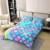 100% Natural Cotton Mermaid Comforter Cover Full Size, Kids Fish Scales Duvet Cover, Girly Rainbow Bedding Set for Boys Teens Women Bedroom, Ocean Life Sea Animal Bedspread Cover with Zipper Closure view 2