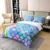 100% Natural Cotton Mermaid Comforter Cover Full Size, Kids Fish Scales Duvet Cover, Girly Rainbow Bedding Set for Boys Teens Women Bedroom, Ocean Life Sea Animal Bedspread Cover with Zipper Closure view 3