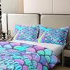 100% Natural Cotton Mermaid Comforter Cover Full Size, Kids Fish Scales Duvet Cover, Girly Rainbow Bedding Set for Boys Teens Women Bedroom, Ocean Life Sea Animal Bedspread Cover with Zipper Closure view 4
