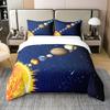 100% Organic Cotton Outer Space Bedding Set, Galaxy Starry Sky Duvet Cover For Kids Boys Girls Teens Planet Space Cosmos Comforter Cover Queen Solar System Bedspread Cover 3 Pcs With 2 Pillow Cases view 1