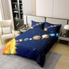100% Organic Cotton Outer Space Bedding Set, Galaxy Starry Sky Duvet Cover For Kids Boys Girls Teens Planet Space Cosmos Comforter Cover Queen Solar System Bedspread Cover 3 Pcs With 2 Pillow Cases view 2