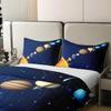 100% Organic Cotton Outer Space Bedding Set, Galaxy Starry Sky Duvet Cover For Kids Boys Girls Teens Planet Space Cosmos Comforter Cover Queen Solar System Bedspread Cover 3 Pcs With 2 Pillow Cases view 4