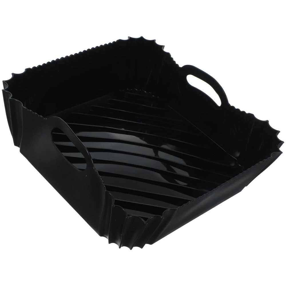 Kichvoe Reusable Air Fryer Liner BasketSilicone Air Fryer Liner Double Handle Non Stick Black Air Fryer Pot Replacement Parchment Easy Clean Air Fryer Accessories