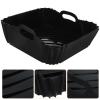 Kichvoe Reusable Air Fryer Liner BasketSilicone Air Fryer Liner Double Handle Non Stick Black Air Fryer Pot Replacement Parchment Easy Clean Air Fryer Accessories view 2