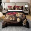 Erosebridal Lion Rose 100% Cotton Duvet Cover Twin Size, Animal Floral Print Comforter Cover Nature Theme Design Bedding Set for Kids Youth Adult, Modern Brown Lion Quilt Cover Room Decor view 1