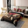 Erosebridal Lion Rose 100% Cotton Duvet Cover Twin Size, Animal Floral Print Comforter Cover Nature Theme Design Bedding Set for Kids Youth Adult, Modern Brown Lion Quilt Cover Room Decor view 3