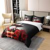 3D Floral 100% Cotton Duvet Cover Twin Digital Printed Blossom Flowers Bedding Set for Women Teens Adult Romantic Rose Comforter Cover Valentine'S Day Wine Glass Banquet Quilt Cover, Black Gray view 3