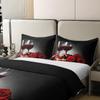 3D Floral 100% Cotton Duvet Cover Twin Digital Printed Blossom Flowers Bedding Set for Women Teens Adult Romantic Rose Comforter Cover Valentine'S Day Wine Glass Banquet Quilt Cover, Black Gray view 4