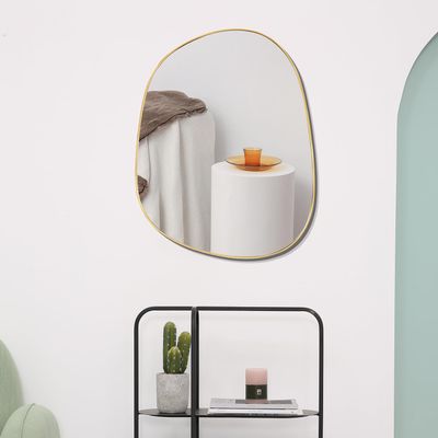 ELEHUME Asymmetrical Mirror for Wall Decor 23"*30", Modern Gold Framed Wall Mirror for Living Room Bathroom Bedroom Entryway ELE-STOU-0064Gold
