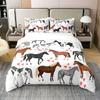 100 Percent Cotton Horse Bedding Set Twin Farm Duvet Cover Kids Boys Girls Teens Cute Animal Comforter Cover Cartoon Horses With Pink Lover Heart Decor Kawaii Quilt Cover Cowboy Cowgirls Duvet Cover view 1