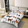 100 Percent Cotton Horse Bedding Set Twin Farm Duvet Cover Kids Boys Girls Teens Cute Animal Comforter Cover Cartoon Horses With Pink Lover Heart Decor Kawaii Quilt Cover Cowboy Cowgirls Duvet Cover view 2