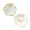 2PCS Lotus Leaf Shape Ring Holder Dish, Small Key Bowl, Ceramic Trinket Tray Jewelry Dish Organizing Necklace Earrings for Mom Friend Sister, All Jewelries Are NOT Included.White+Light Green. view 1