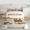 Manfei Western Cowboys Kids Comforter Set Full Size,Cactus Desert Plants Retro Bedding Set,Boys Girls Adults Room Decor,Western Texas Tribal Down Comforter,Rustic Farmhouse Duvet Insert,2 Pillowcases view 4