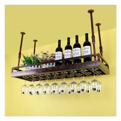 JATIBOSH Wine Racks Home/Bar Retro Industrial Metal Vintage Bar Wall-Mounted, Wine Glass Hanging Rack,Under Cabinet Cup Shelf,Restaurant Cafe Kitchen Organization and Storage Shelve Organizer Home De