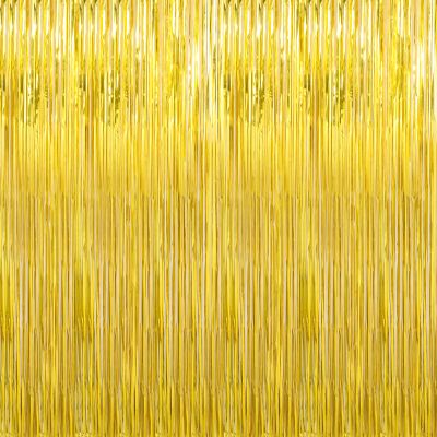 Crosize 4 Pack 3.3 x 9.9 ft Gold Foil Fringe Curtains Party Decorations, Gold Tinsel Curtain Backdrop for Parties, Door Streamers, Glitter Streamer Fringe Backdrop for Birthday Decoration